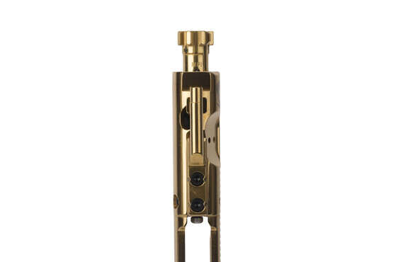 Cryptic Coatings Mystic Gold AR-15 bolt carrier group for 5.56 NATO features a properly staked gas key